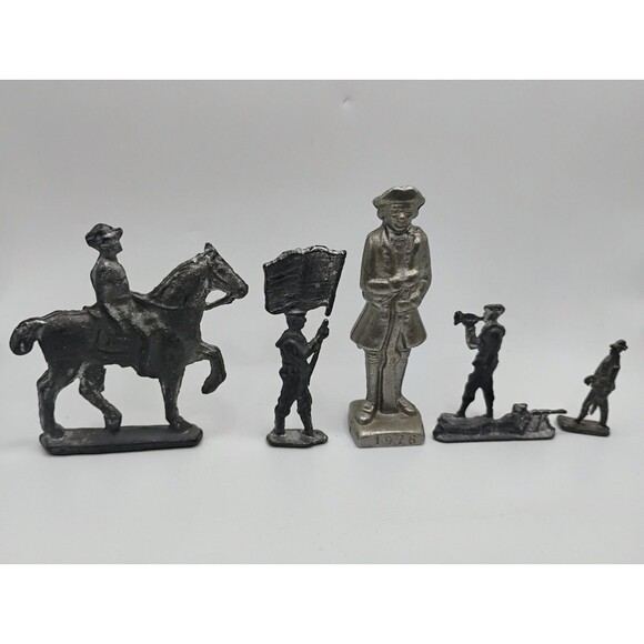 Lot Of 6) 5 Aluminum WWI Soldiers + 1976 Minute Man Revolitionary Bicentennial - Picture 2 of 16